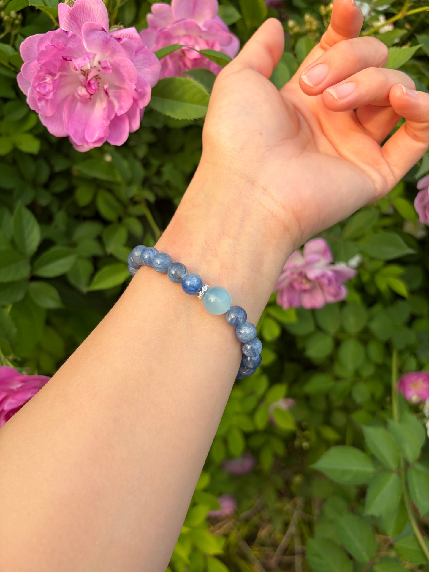 Kyanite & Aquamarine Bracelet | Ocean Blue Painterly Crystal Jewelry