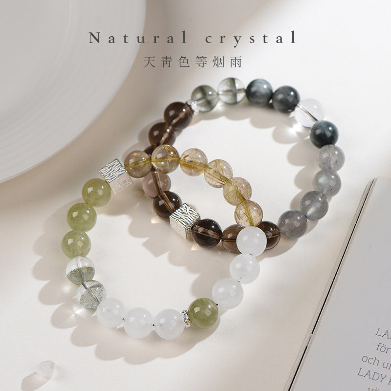 Smoky Quartz & Labradorite Crystal Bracelet | Multi-Stone Happiness Jewelry