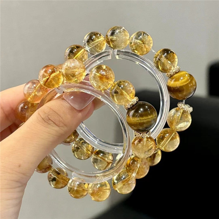 Citrine & Tiger's Eye Wealth Bracelet | Large Bead Crystal Jewelry