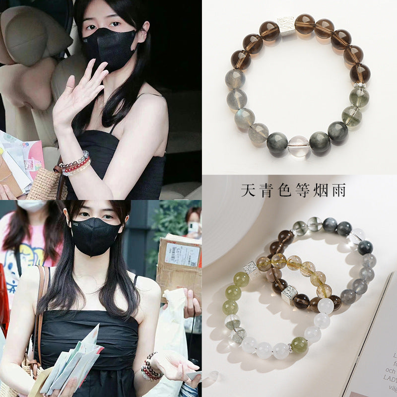 Smoky Quartz & Labradorite Crystal Bracelet | Multi-Stone Happiness Jewelry