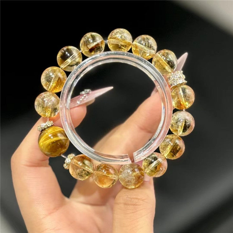 Citrine & Tiger's Eye Wealth Bracelet | Large Bead Crystal Jewelry