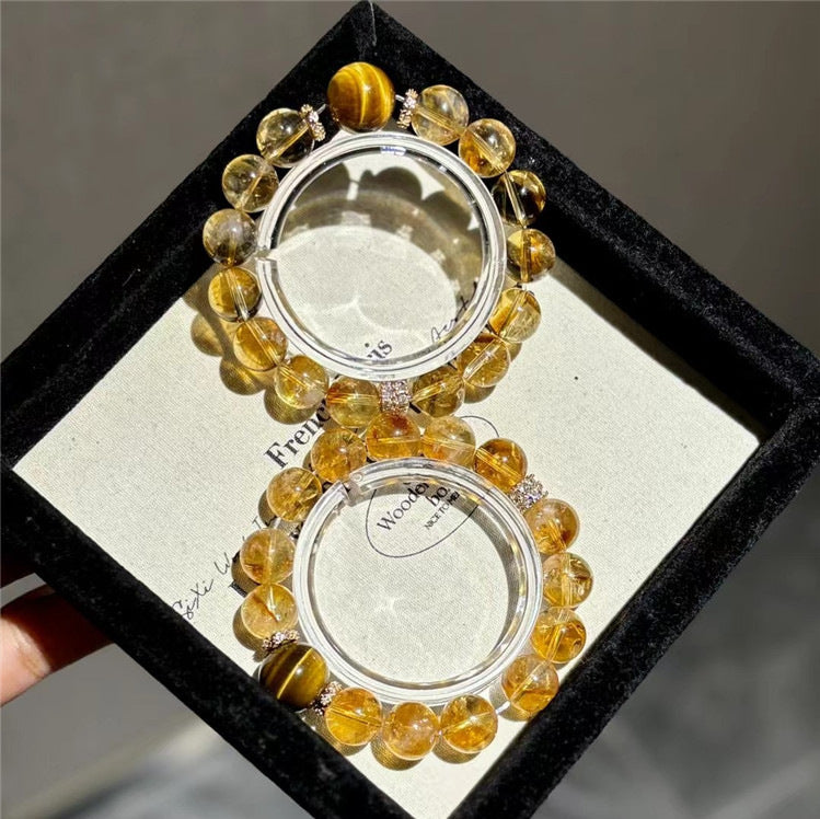 Citrine & Tiger's Eye Wealth Bracelet | Large Bead Crystal Jewelry