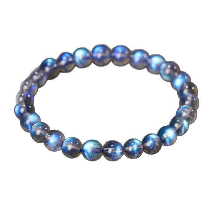 Premium Blue Moonstone Bracelet | Strong Blue Flash 7mm Crystal Jewelry