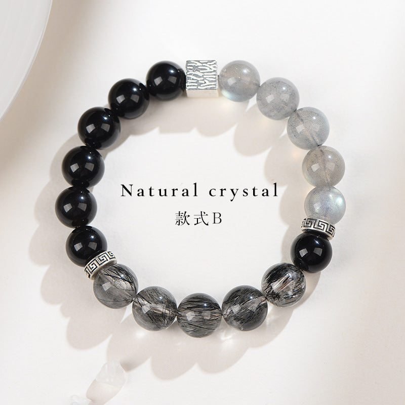 Smoky Quartz & Labradorite Crystal Bracelet | Multi-Stone Happiness Jewelry