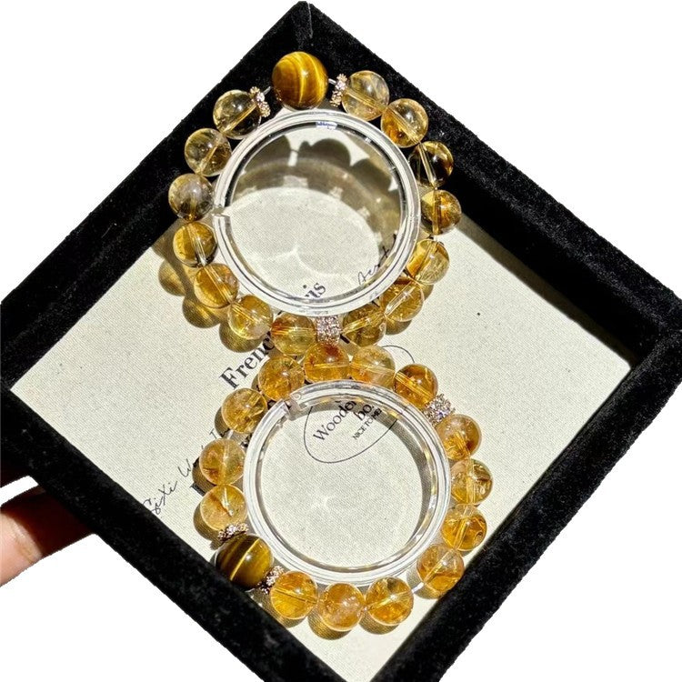 Citrine & Tiger's Eye Wealth Bracelet | Large Bead Crystal Jewelry