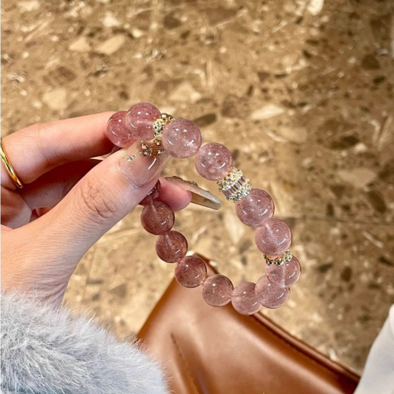 Strawberry Quartz Crystal Bracelet | Pink Happiness & Love Jewelry
