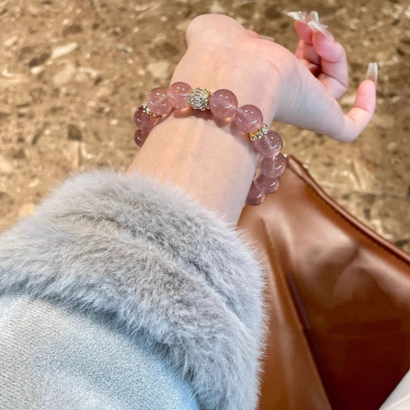 Strawberry Quartz Crystal Bracelet | Pink Happiness & Love Jewelry