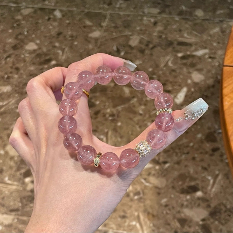 Strawberry Quartz Crystal Bracelet | Pink Happiness & Love Jewelry