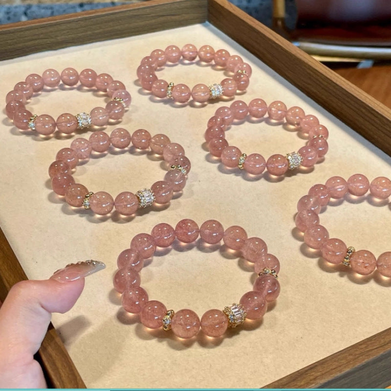 Strawberry Quartz Crystal Bracelet | Pink Happiness & Love Jewelry