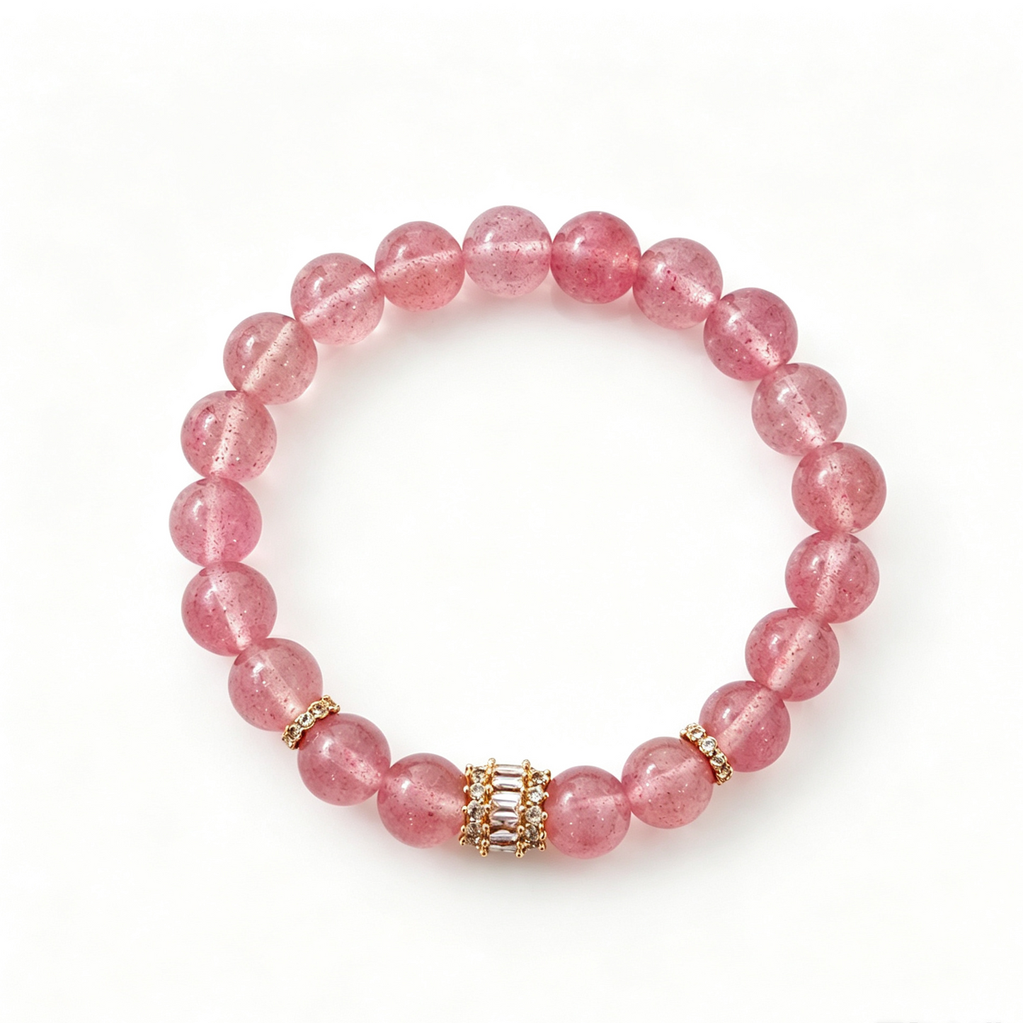 Strawberry Quartz Crystal Bracelet | Pink Happiness & Love Jewelry