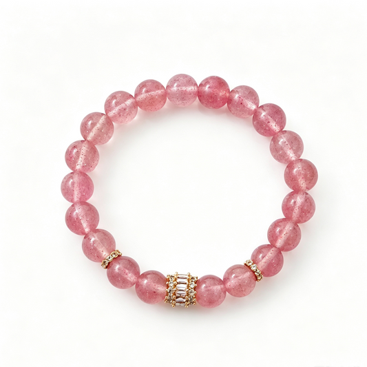 Strawberry Quartz Crystal Bracelet | Pink Happiness & Love Jewelry