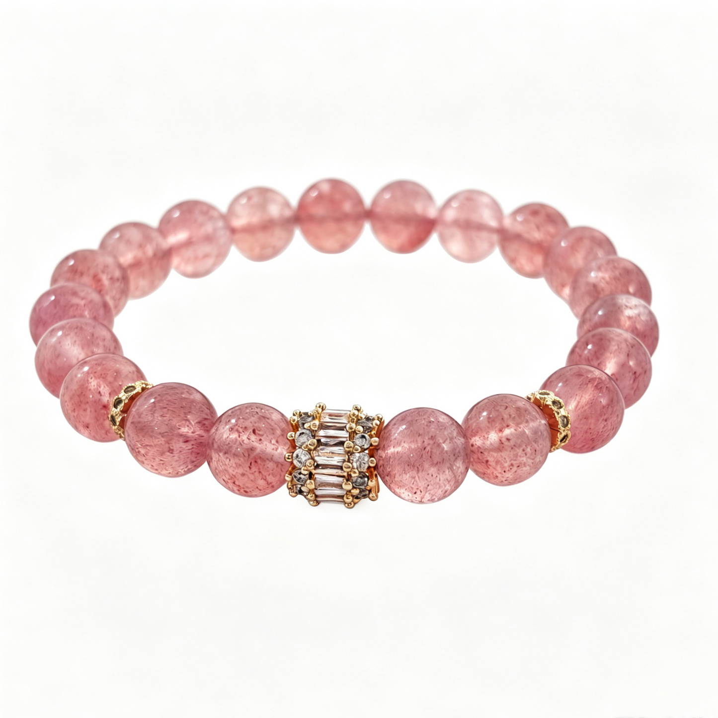Strawberry Quartz Crystal Bracelet | Pink Happiness & Love Jewelry