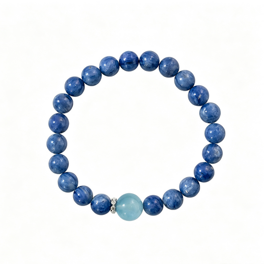 Kyanite & Aquamarine Bracelet | Ocean Blue Painterly Crystal Jewelry