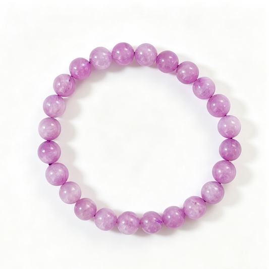 Natural Kunzite Crystal Bracelet | Ice Grade with Cat's Eye Effect