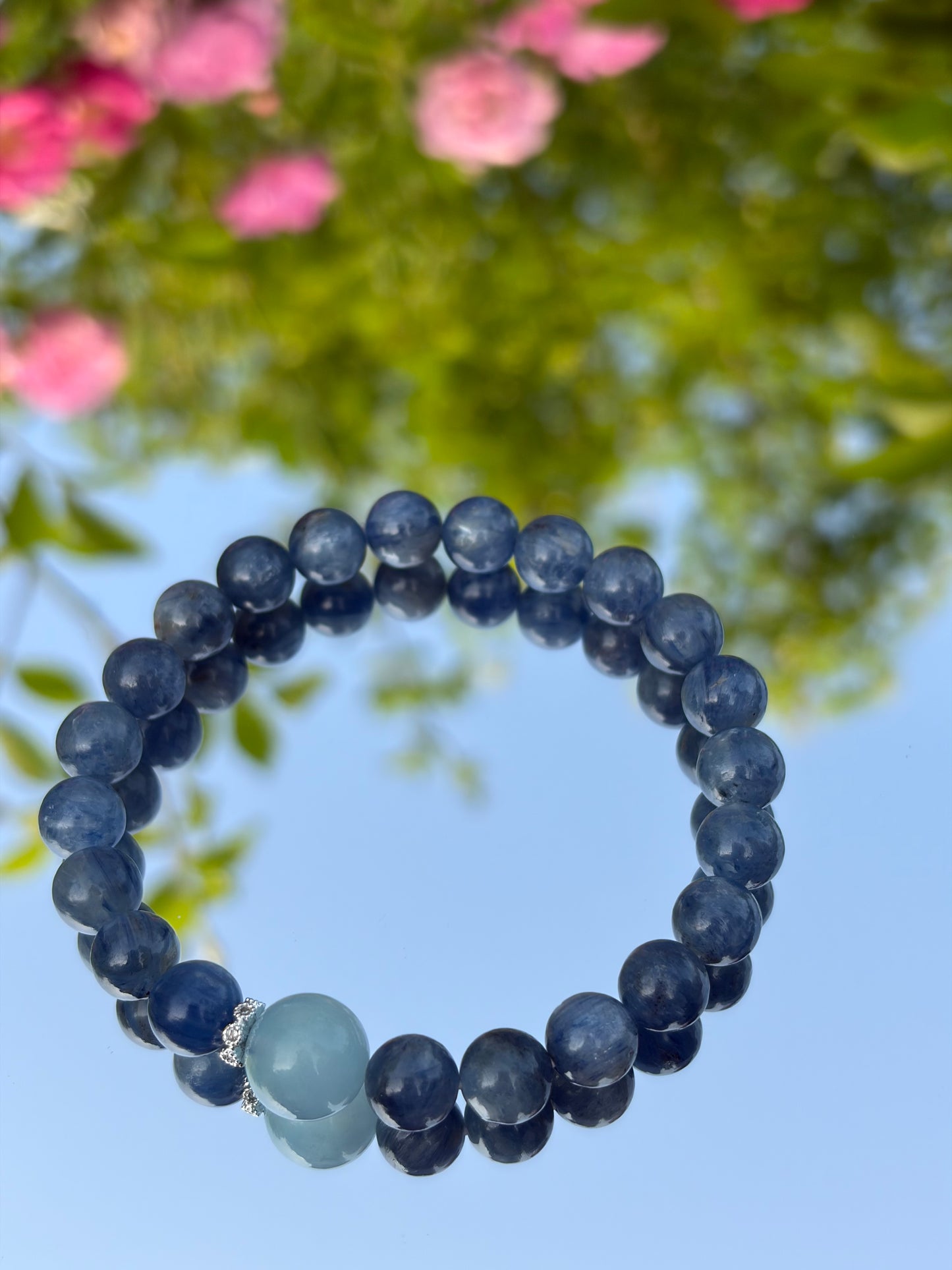 Kyanite & Aquamarine Bracelet | Ocean Blue Painterly Crystal Jewelry