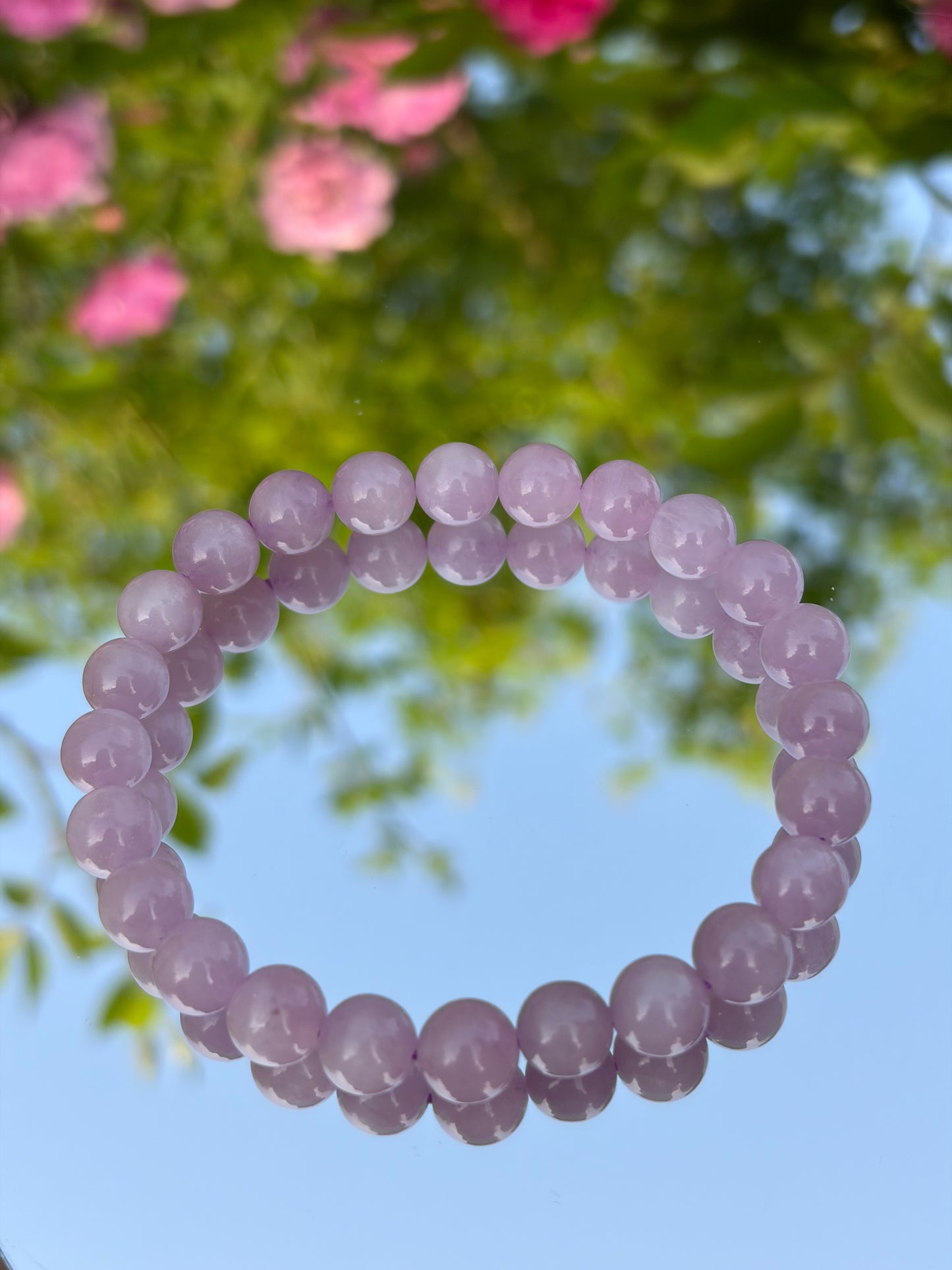 Natural Kunzite Crystal Bracelet | Ice Grade with Cat's Eye Effect