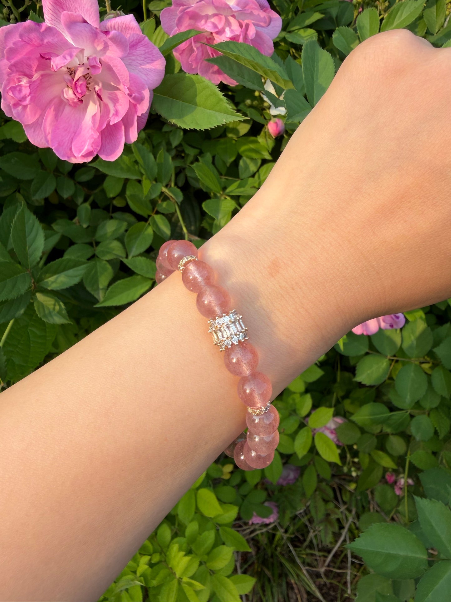 Strawberry Quartz Crystal Bracelet | Pink Happiness & Love Jewelry