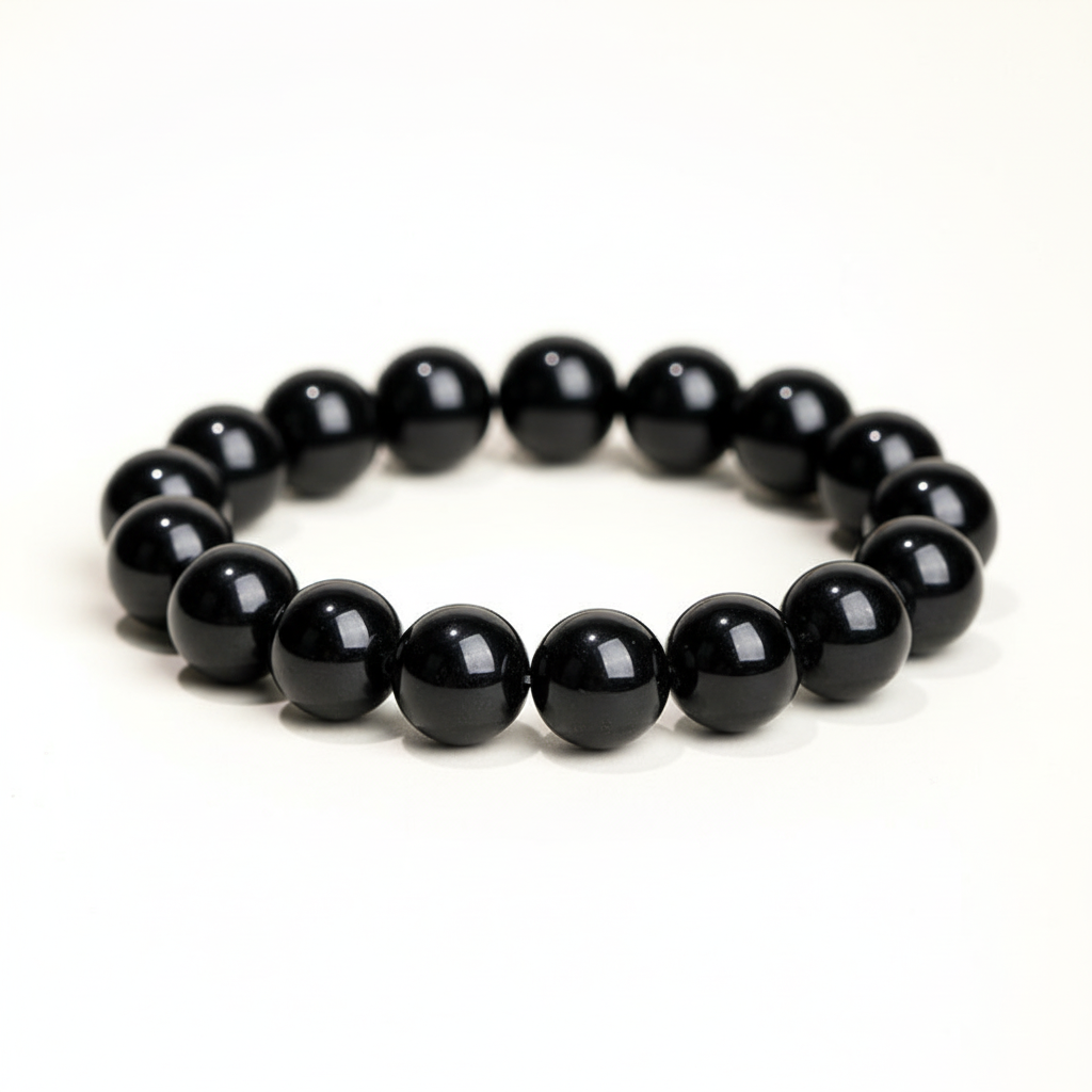 Black Tourmaline Bracelet - White Background Studio Shot