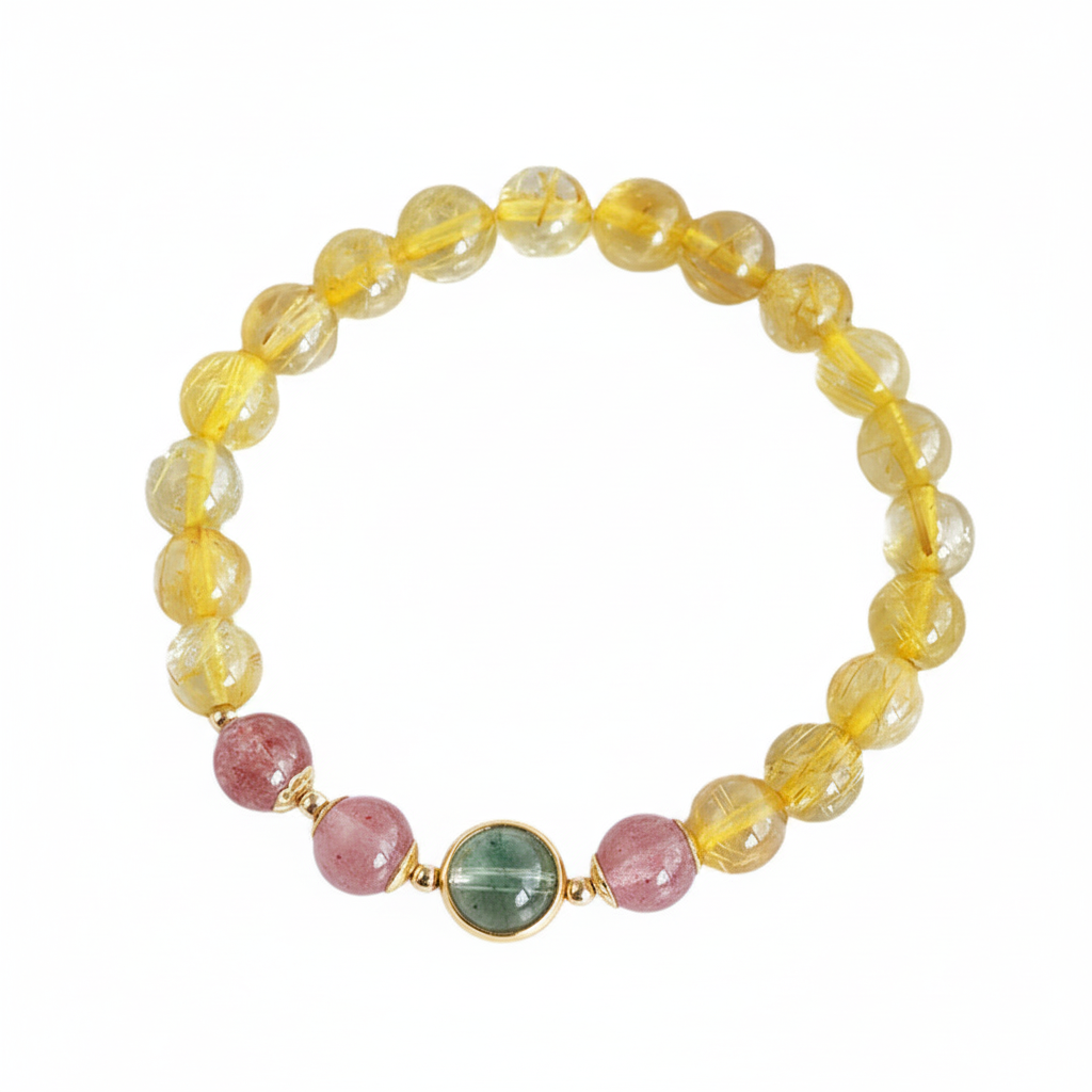 Citrine Green Phantom Wealth Bracelet - White Background